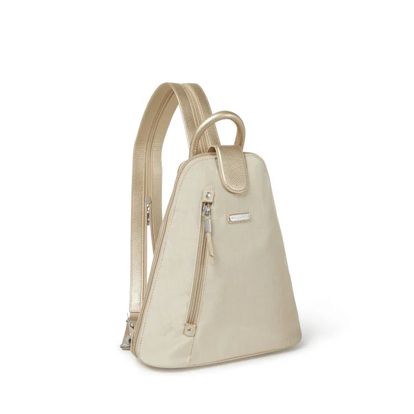 Baggallini Metro Backpack with RFID Phone Wristlet (Champagne Shimmer)