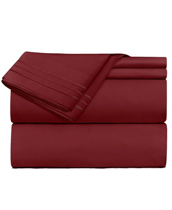 Premier 1800 Series Deep Pocket 4 pc. Sheet Set, Queen - Burgundy