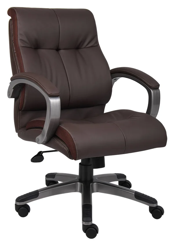 Boss Double Plush Mid Back Executive Chair - Brown, 20 x 20