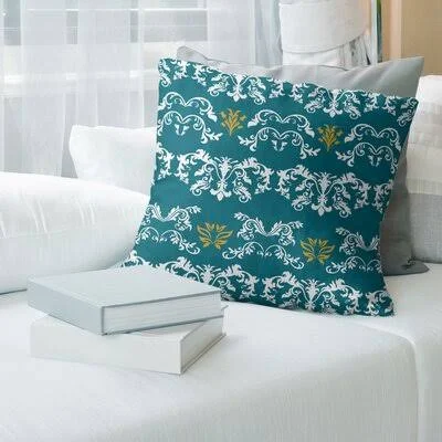 Jacksonville Football Baroque Square Pillow Cover East Urban Home Color: Blue/White/Yellow, Size: 18x22 x 18