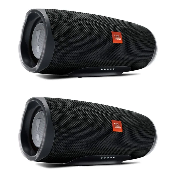 JBL Charge 4 Waterproof Portable Wireless Bluetooth Speaker Bundle - Pair (Black)