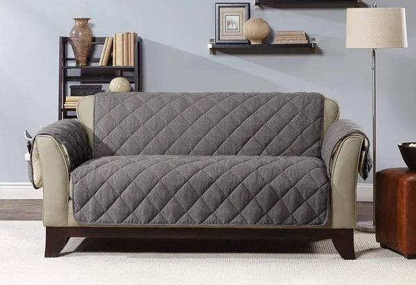 Flannel/Sherpa Loveseat Furniture Cover Loden - Sure Fit