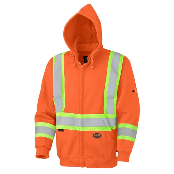 Pioneer V2570270-7XL Flame Resistant Heavyweight Safety Hoodie - Zip Style, Black, 7XL