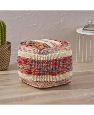 Noble House Cinnnabar Boho Ottoman Pouf - Multi