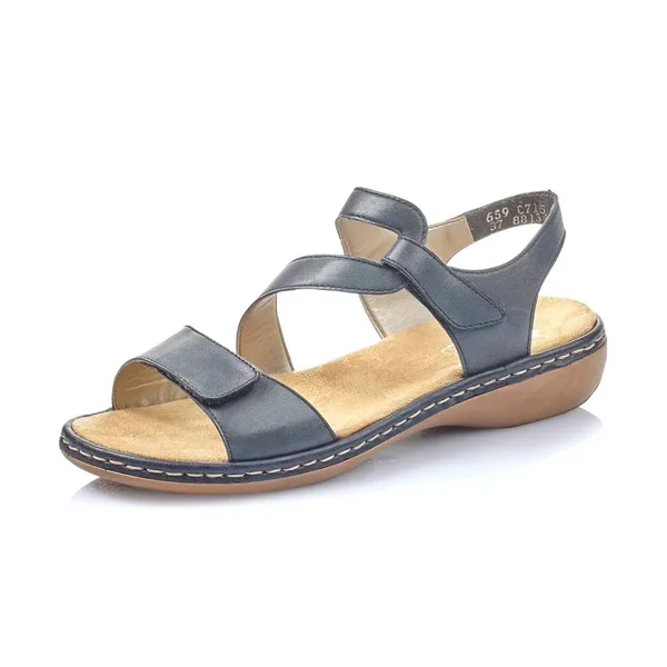 Rieker 659C7-15 Navy Leather Womens Sandals 42 EU