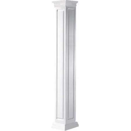 06 inchw x 10&H Craftsman Classic Square Non-Tapered, Raised Panel Column, Prairie Capital & Prairie Base, Size: 6 inchw x 1