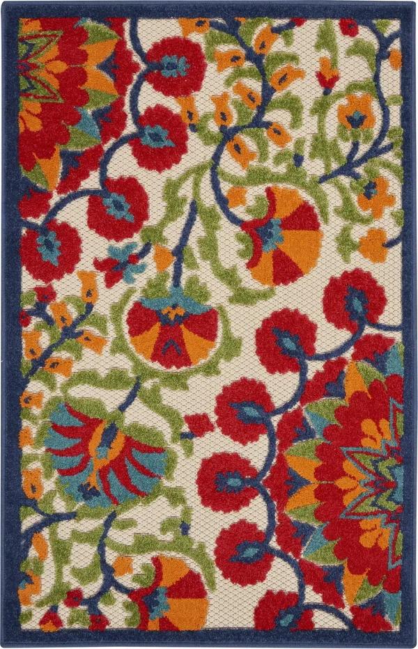 Nourison Aloha ALH20 Area Rug - Red/Multi, 7& x 10&