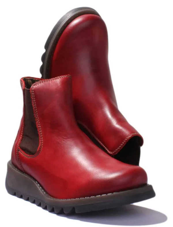 Fly London Salv Leather Bootie, Red, 41
