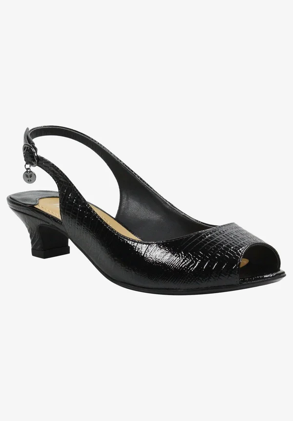 J. Renee Women's Jenvey Low Heel Slingback - Size: 9, Black Synthetic