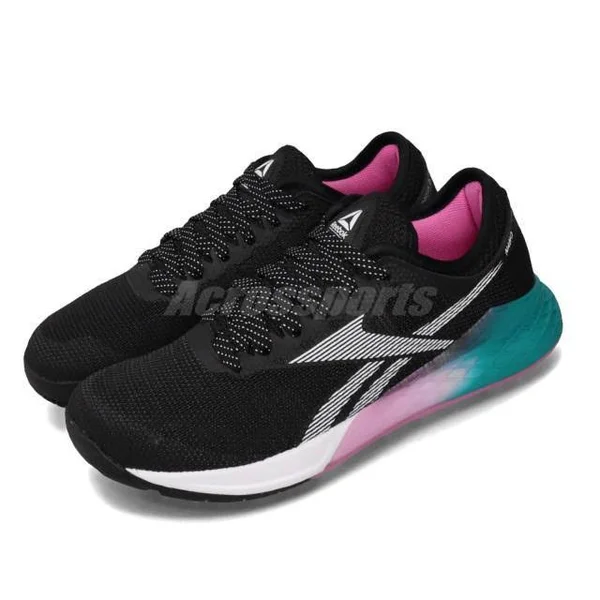 Reebok Nano 9 Black Teal Pink White Women Crossfit Trai... - Size 5.5 Women