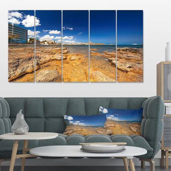 Designart Paradise Beach in Ibiza Island 5 Piece Photographic Print on Wrapped Canvas Set