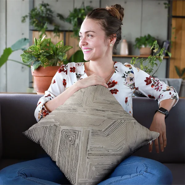 Plutus 26x22 x 26x22 Hidden Tour Abstract Luxury Throw Pillow in Brown