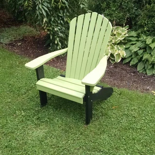 Poly Fanback Adirondack Chair with Black Frame, Size: 5.5, Red