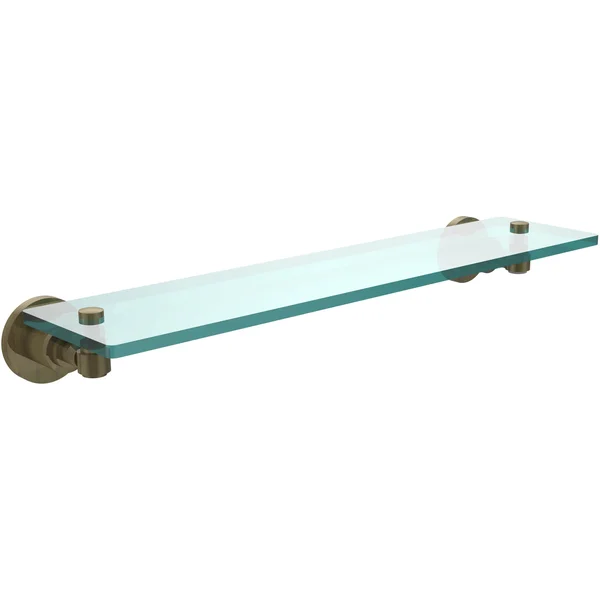 Allied Brass Washing Square Collection Glass Vanity Shelf with Beveled Edges - Polished Chrome - 22 inch