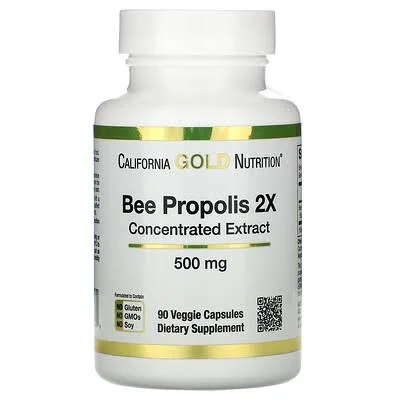 California Gold Nutrition - Bee Propolis 2X, Concentrated Extract, 500 mg, 90 Veggie Caps