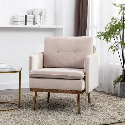 Chaiseu0026Nbsp; Loungeu0026Nbsp;Chair /Accent Chair Everly Quinn Fabric: Creamy White Velvet
