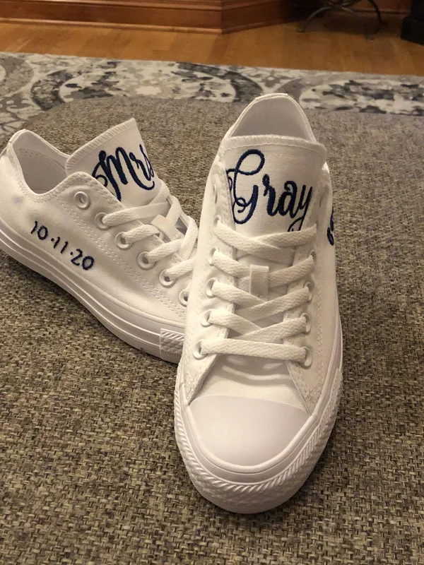 Bridal Shoes - Custom Converse - Low Tops - Bridal Converse - Wedding Party Shoes