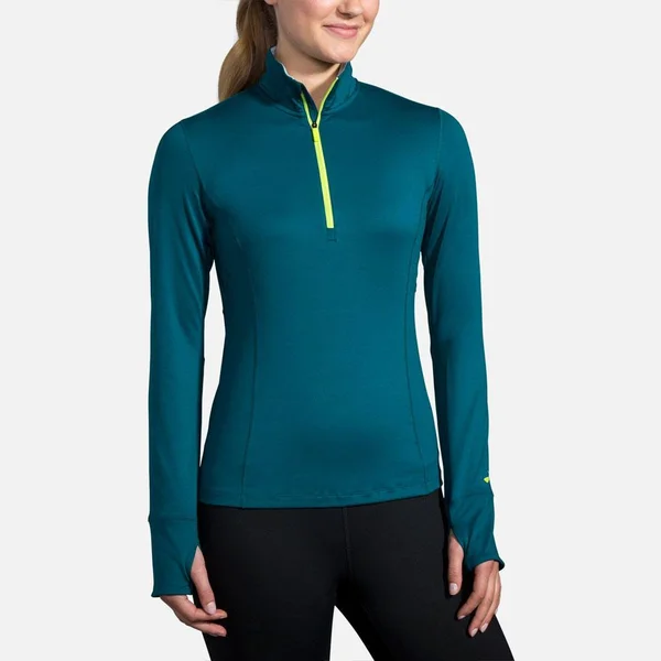 Brooks Dash 1/2 Zip Xs - Deep Sea/Lime (Women's)