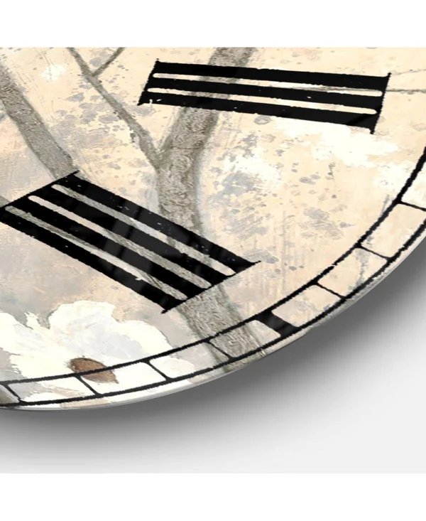 Designart 'Brown Onn Grey Blossoms' Traditional Wall Clock - Size: 38 inch x 38 inch