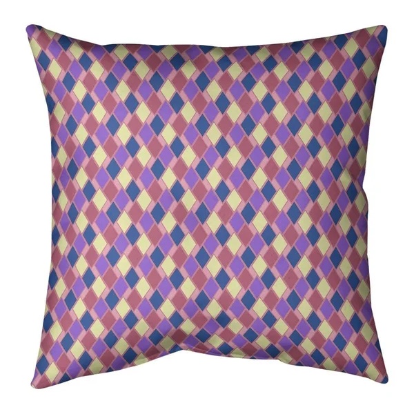 Retro Diamonds Indoor/Outdoor Pillow - 20 x 20 - Blue Multicolor - UV Resistant