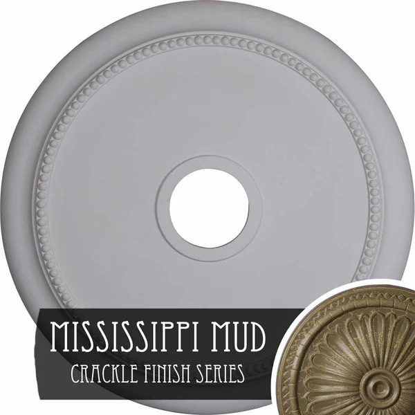 24 1/8x22OD x 4 3/8x22ID x 2 1/4x22P Crendon Ceiling Medallion (Fits Canopies Up to 4 3/8x22) - Hand-Painted Mississippi Mud Crac