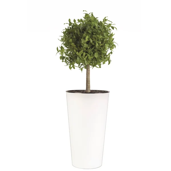 The HC Companies Cascade 13x22 Round Self Watering Flower Planter Pot - Gloss White