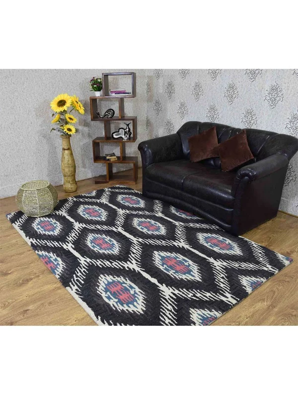 Glitzy Rugs UBSK00650T0401A15 8 ft. x 10 ft. Hand Tufted Wool Geometric Area Rug Brown & Beige