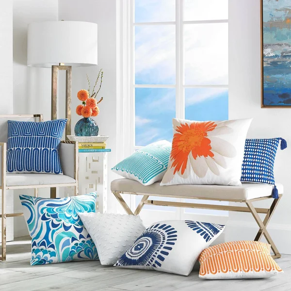 Trina Turk Basic Fringe Throw Pillow White