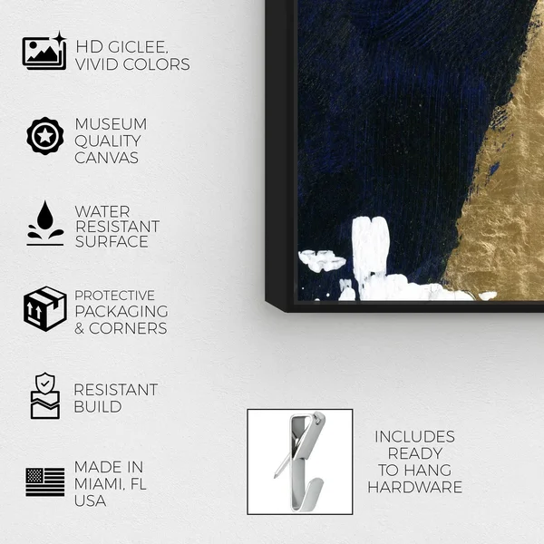 Oliver Gal Abstract Wall Art Framed Canvas Prints 'Night and Day' Paint - Gold - Gold - 45 x 30