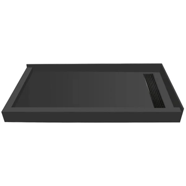 Tile Redi Double Threshold Shower Base with Designer Grate - Bronze