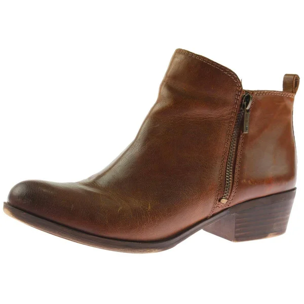 Lucky Brand Basel Womens Solid Booties Ankle Boots, Sesame Oiled Suede