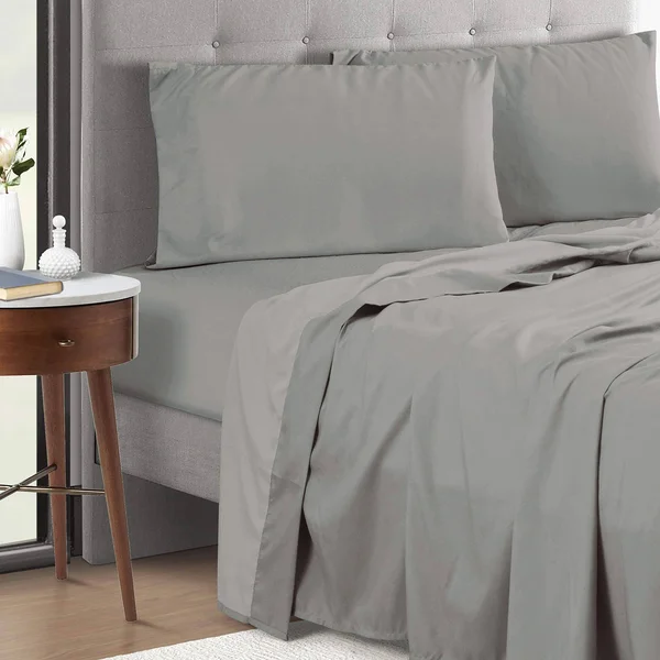 Lanwood Microfiber Sheet Set, King, Light Gray with POLYGIENE