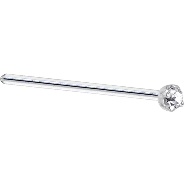 Body Candy Solid 14K White Gold 1.5mm (0.015 cttw) Genuine Diamond Left Nose Stud Screw 18 Gauge 1/4x22