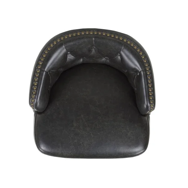 Jennifer Taylor Home Davidson 26x22 Faux Leather Swivel Counter Height Bar Stool in Vintage Black