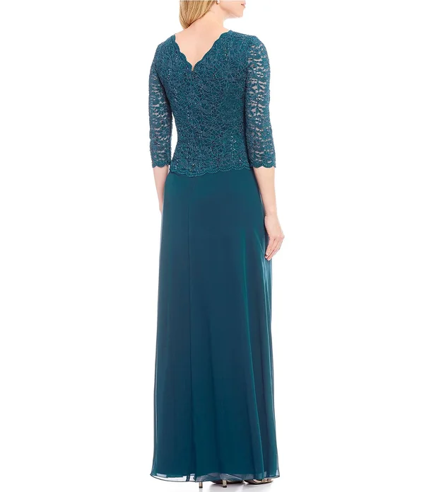 Alex Evenings Sequined Lace Gown - Taupe