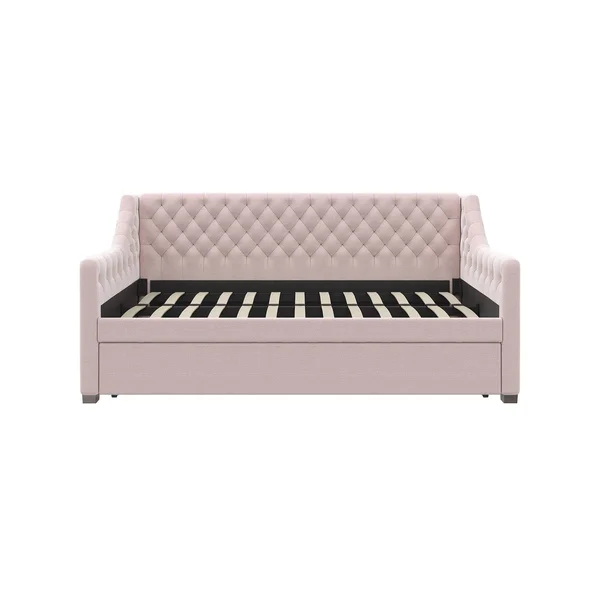 Little Seeds Ambrosia Upholstered Daybed With Trundle - Pastel Pink