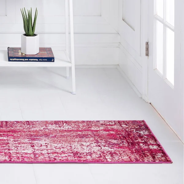 Starlight 6 ft Runner Red Abstract Area Rug