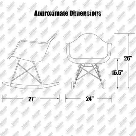 2xhome Black Mid Century Modern Molded Shell Designer Plastic Rocking Chair Armchair Arm Chair Patio Lounge Garden Nursery Livin