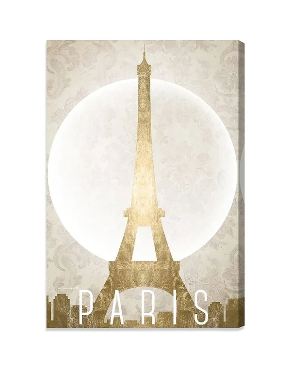 Oliver Gal &Eiffel Gold& Cities and Skylines Wall Art Canvas Print - Gold, White (24 x 36)