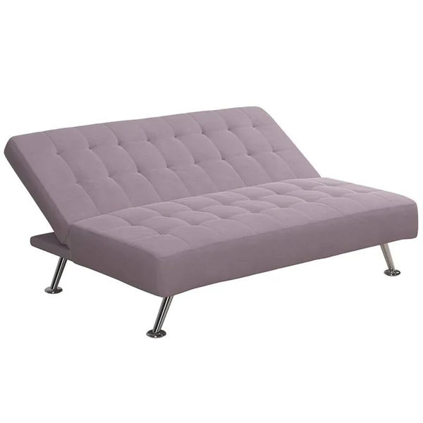 Rosebery Kids Tufted Kids Sleeper Sofa in Lilac and Chrome