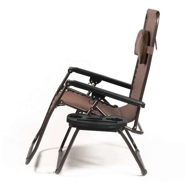 Belleze Case of (2) XL Oversized Zero Gravity Chairs Foldable Recliner Lounge Padded with Pillow Drink Cup Holder - Brown