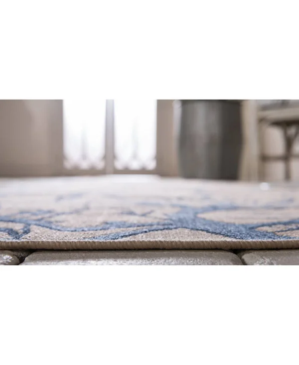 Unique Loom Branch Outdoor Area Rug - 4& x 6& (Beige/Blue)