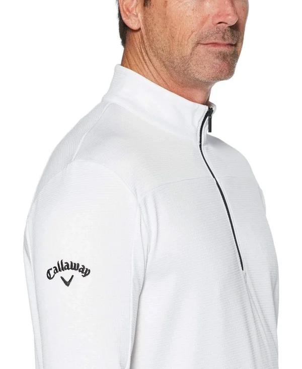Callaway Stretch Waffle Fleece 1/4 Zip Pullover Men's Clothing Bright White : 2XL