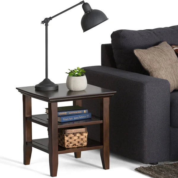 Wyndenhall Normandy Solid Wood 19 inch Wide Square Rustic End Table - 19 inch Wide - Rustic Natural Aged Brown