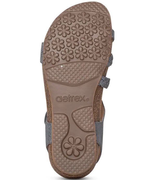 Aetrex Jillian Braided Quarter Strap Gold, 6