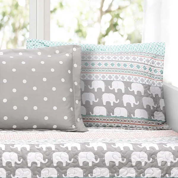 Lush Decor Elephant Stripe 6-Piece Daybed Cover Set, Blue, 39" x 75"
