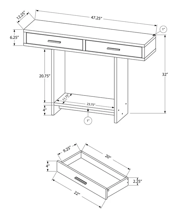 Monarch Accent Table - 48x22L, Cappuccino, Taupe Reclaimed Wood