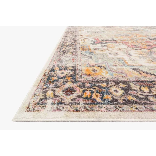 Alexander Home Jennifer Collection Bohemian Medallion Distressed Area Rug - 3&6x22 x 5&9x22 - Sunset/ Ivory