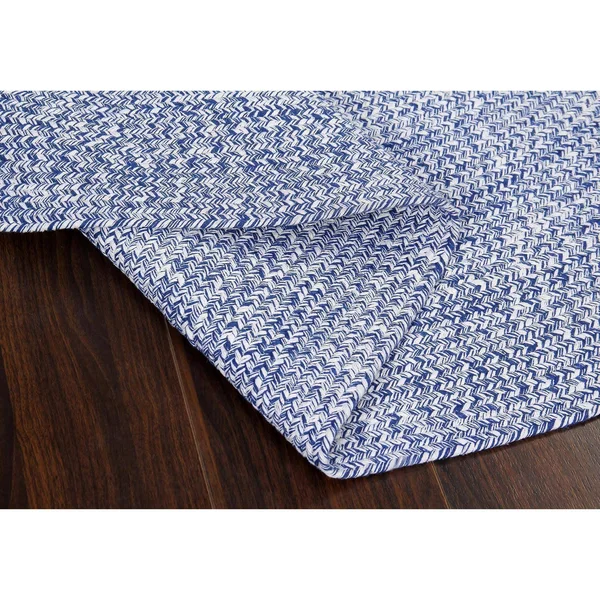 Farmhouse Cotton Hand Made Braided Area Rug, Blue, 2' x 6'