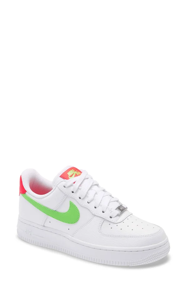 Nike - Women's Air Force 1 Low &07 (White - Laser Crimson, Green Strike)